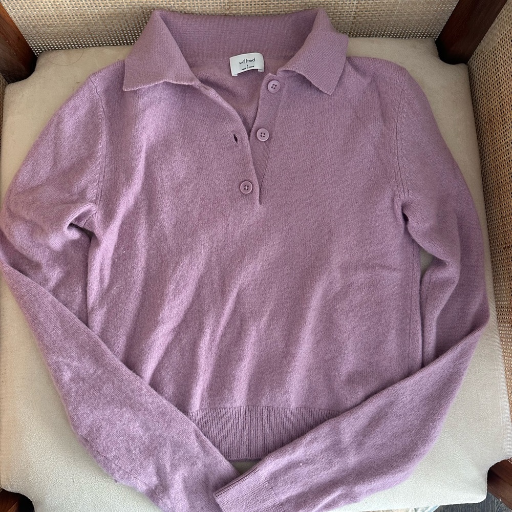 Aritzia Cashmere Polo - Size S in Lavender (colour no longer sold)